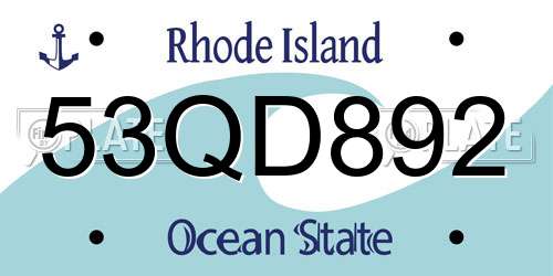 53QD892 Rhode Island License Plate