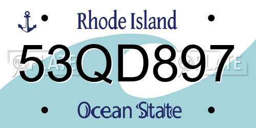53QD897 Rhode Island License Plate