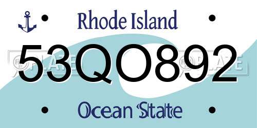53QO892 Rhode Island License Plate