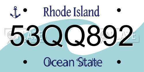 53QQ892 Rhode Island License Plate
