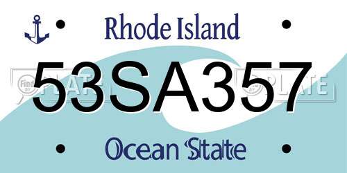 53SA357 Rhode Island License Plate