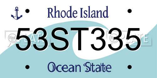 53ST335 Rhode Island License Plate