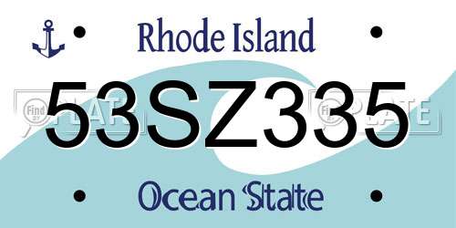 53SZ335 Rhode Island License Plate