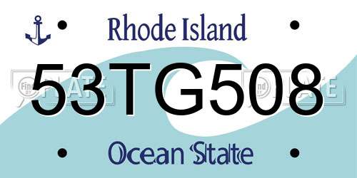 53TG508 Rhode Island License Plate
