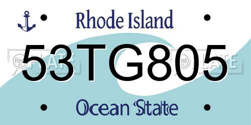 53TG805 Rhode Island License Plate
