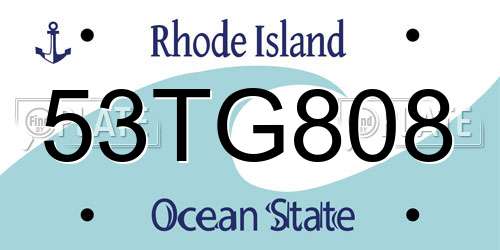 53TG808 Rhode Island License Plate