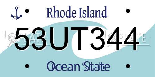 53UT344 Rhode Island License Plate
