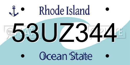 53UZ344 Rhode Island License Plate