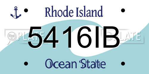 5416IB Rhode Island License Plate