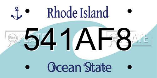 541AF8 Rhode Island License Plate
