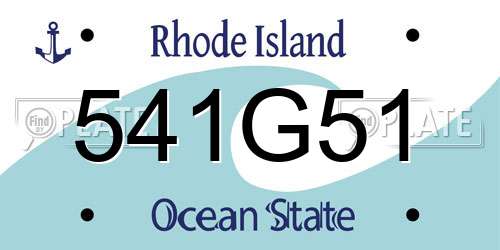541G51 Rhode Island License Plate