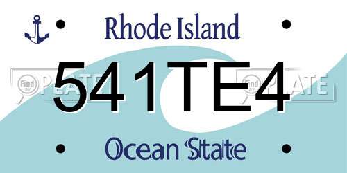 541TE4 Rhode Island License Plate