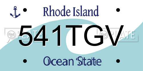 541TGV Rhode Island License Plate