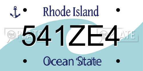 541ZE4 Rhode Island License Plate