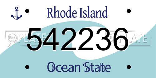 542236 Rhode Island License Plate