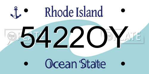 5422OY Rhode Island License Plate