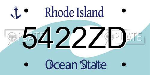 5422ZD Rhode Island License Plate