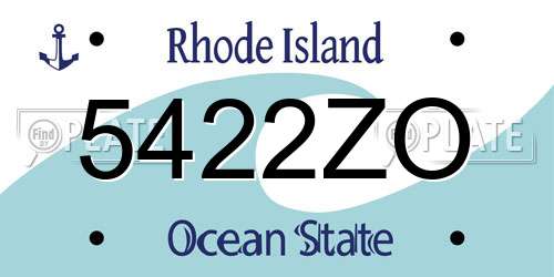 5422ZO Rhode Island License Plate