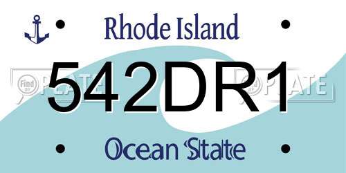 542DR1 Rhode Island License Plate