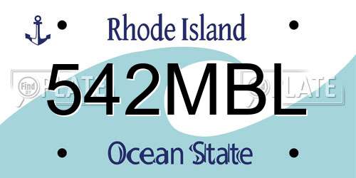 542MBL Rhode Island License Plate
