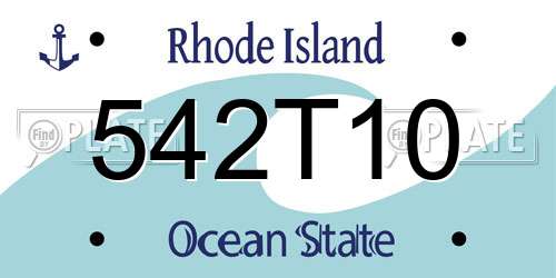 542T10 Rhode Island License Plate