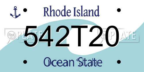 542T20 Rhode Island License Plate