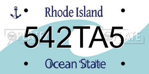 542TA5 Rhode Island License Plate
