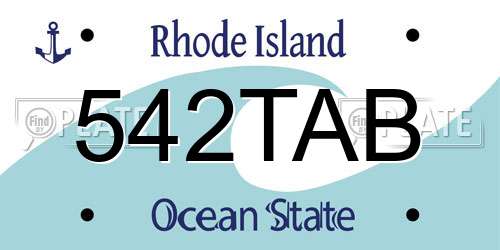 542TAB Rhode Island License Plate