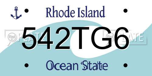 542TG6 Rhode Island License Plate