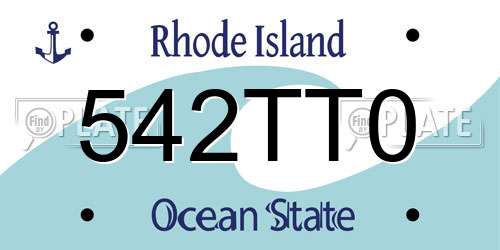 542TT0 Rhode Island License Plate