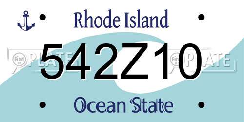 542Z10 Rhode Island License Plate