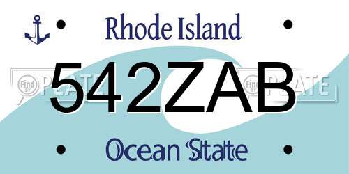 542ZAB Rhode Island License Plate