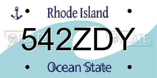 542ZDY Rhode Island License Plate