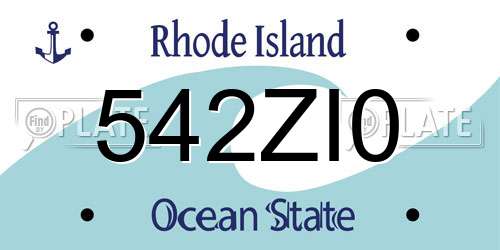542ZI0 Rhode Island License Plate