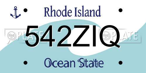 542ZIQ Rhode Island License Plate