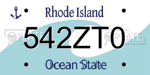 542ZT0 Rhode Island License Plate