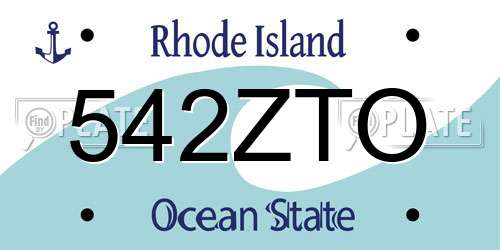 542ZTO Rhode Island License Plate