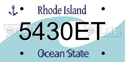 5430ET Rhode Island License Plate