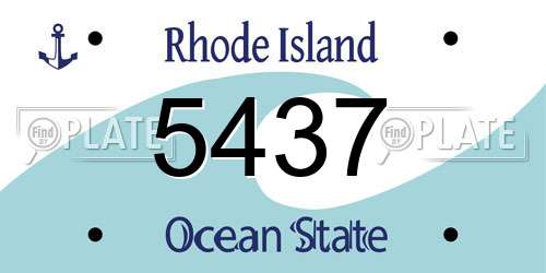5437 Rhode Island License Plate
