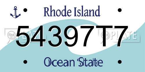 54397T7 Rhode Island License Plate