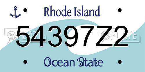 54397Z2 Rhode Island License Plate