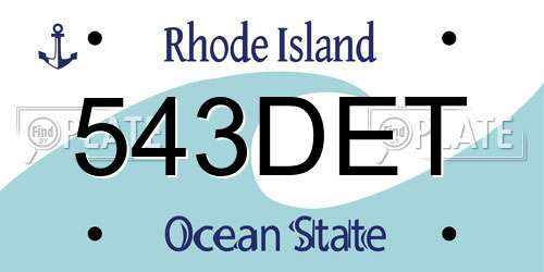 543DET Rhode Island License Plate