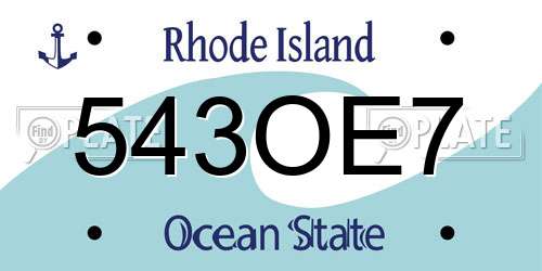 543OE7 Rhode Island License Plate