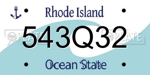 543Q32 Rhode Island License Plate