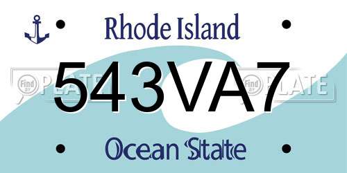 543VA7 Rhode Island License Plate