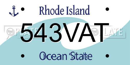 543VAT Rhode Island License Plate