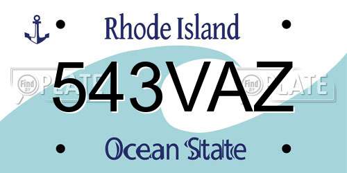 543VAZ Rhode Island License Plate