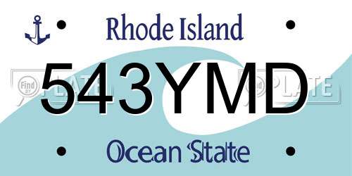 543YMD Rhode Island License Plate