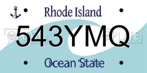 543YMQ Rhode Island License Plate