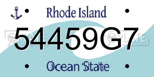 54459G7 Rhode Island License Plate